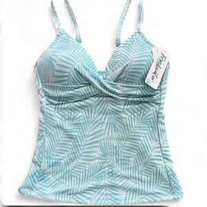 NWT Freshwater Women Aqua Palm Print Tankini - Size S
